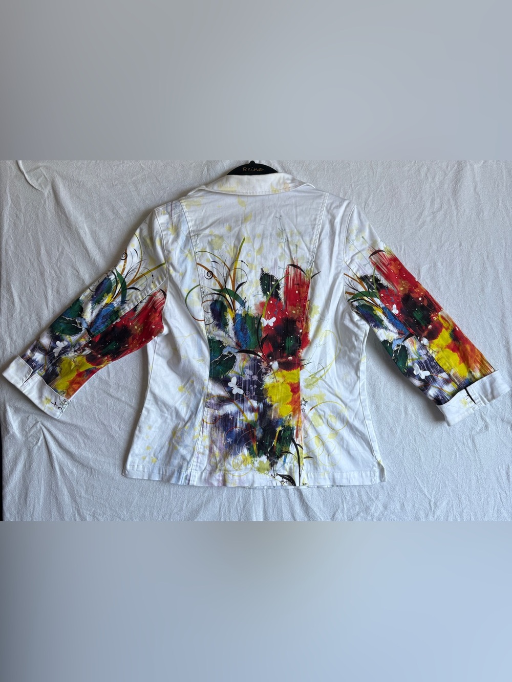 Patchington White Top with Green Logo and Pink Accent Multicolored